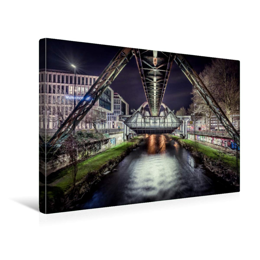 Premium Textil-Leinwand 45 x 30 cm Quer-Format Schwebebahnstation Wuppertal | Wandbild, HD-Bild auf