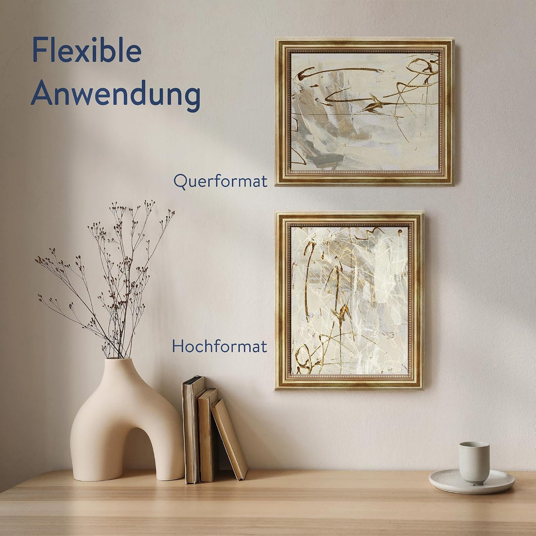 WANDStyle Bilderrahmen Antik 20x30cm I Farbe: Gold I Holzbilderrahmen I Fotorahmen I Goldener Barock