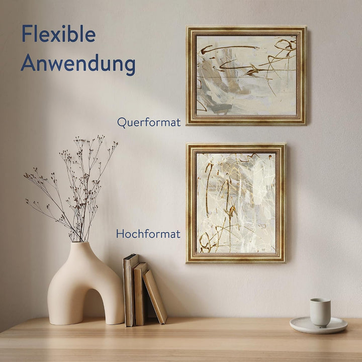 WANDStyle Bilderrahmen Antik 20x30cm I Farbe: Gold I Holzbilderrahmen I Fotorahmen I Goldener Barock