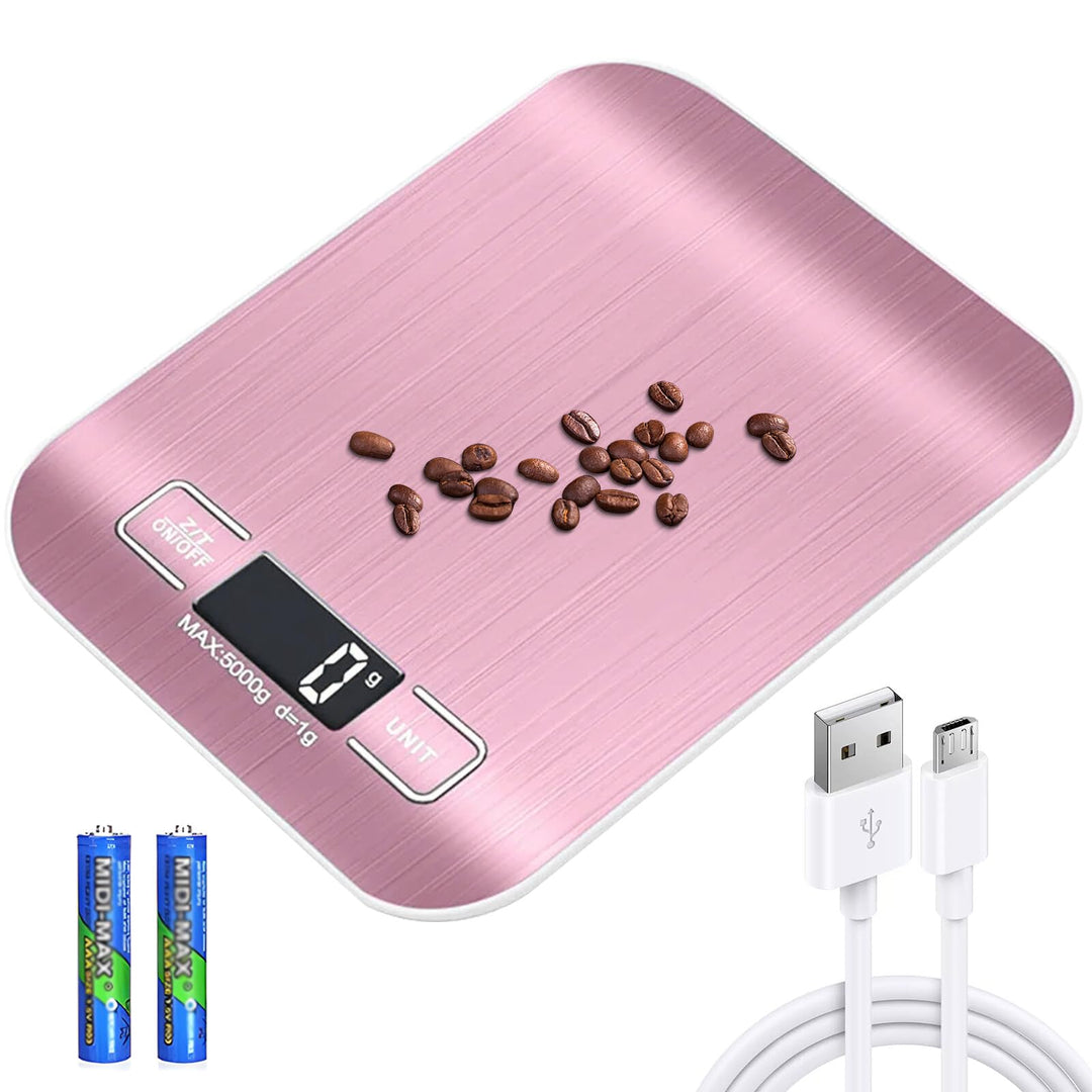 Küchenwaage Digital, 10kg/1g Küchenwaage USB Wiederaufladbar Digitale Küchenwaagen mit LCD Display &