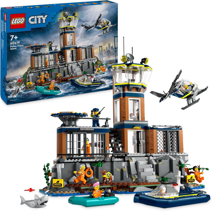 LEGO City Passagierflugzeug Spielzeug-Set, grosses Flugzeug-Modell & City Polizeistation auf der Gef