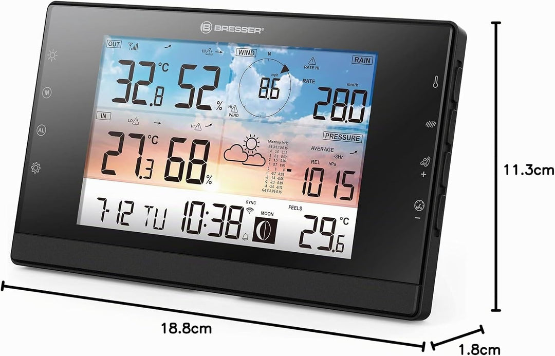 Bresser Wetterstation Funk mit Aussensensor - WLAN-Wettercenter WSC mit 5-in-1-Multi-Sensor inkl. ba