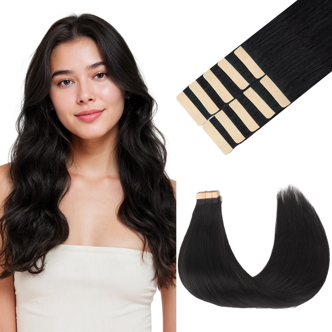 GOO GOO Tape in Extensions Echthaar, Tape Extensions Echthaar, 35cm 25g 10pcs, Extensions Echthaar,