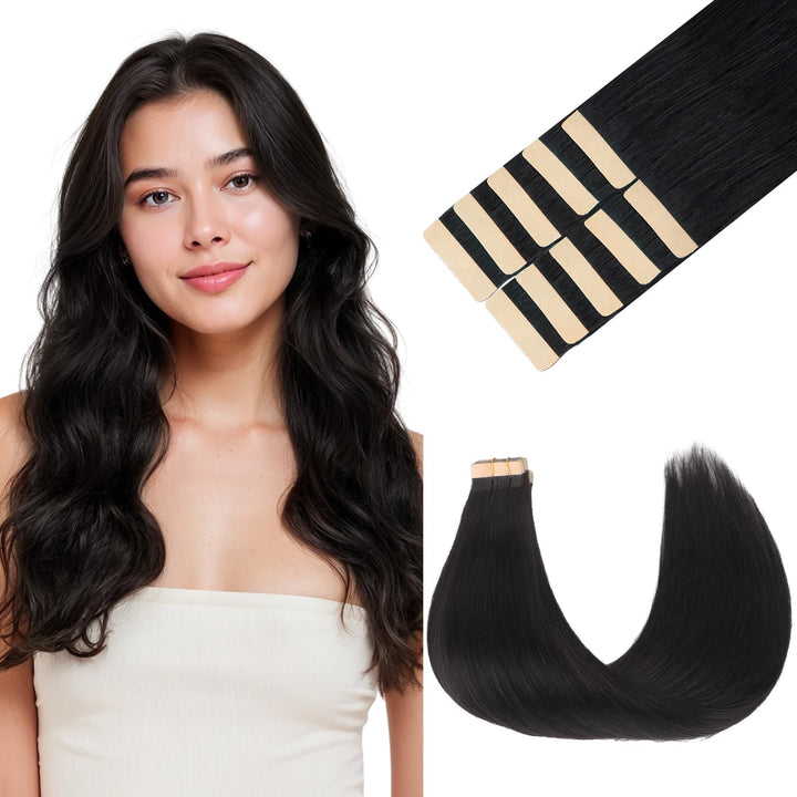 GOO GOO Tape in Extensions Echthaar, Tape Extensions Echthaar, 35cm 25g 10pcs, Extensions Echthaar,