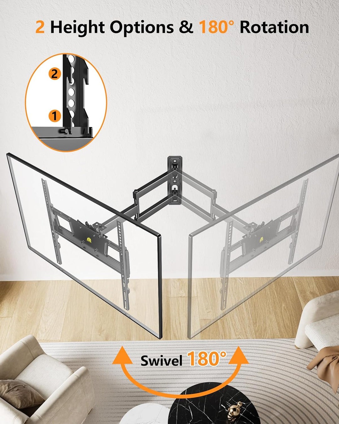FORGING MOUNT ±90° Rotation Landschafts/Hochformat TV Wandhalterung für 26-65 Zoll Flach/Curved Fern