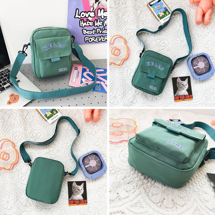 PORRASSO Casual Umhängetasche Mädchen Schultertasche Nylon Schulrachnzen Damen Messenger-Tasche Cros