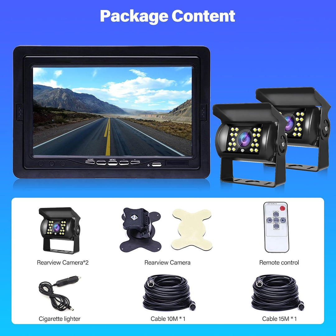 Rückfahrkamera Set mit 7 Zoll LCD-Display - Rückfahrkamera mit monitor Unterstützung IP67 wasserdich