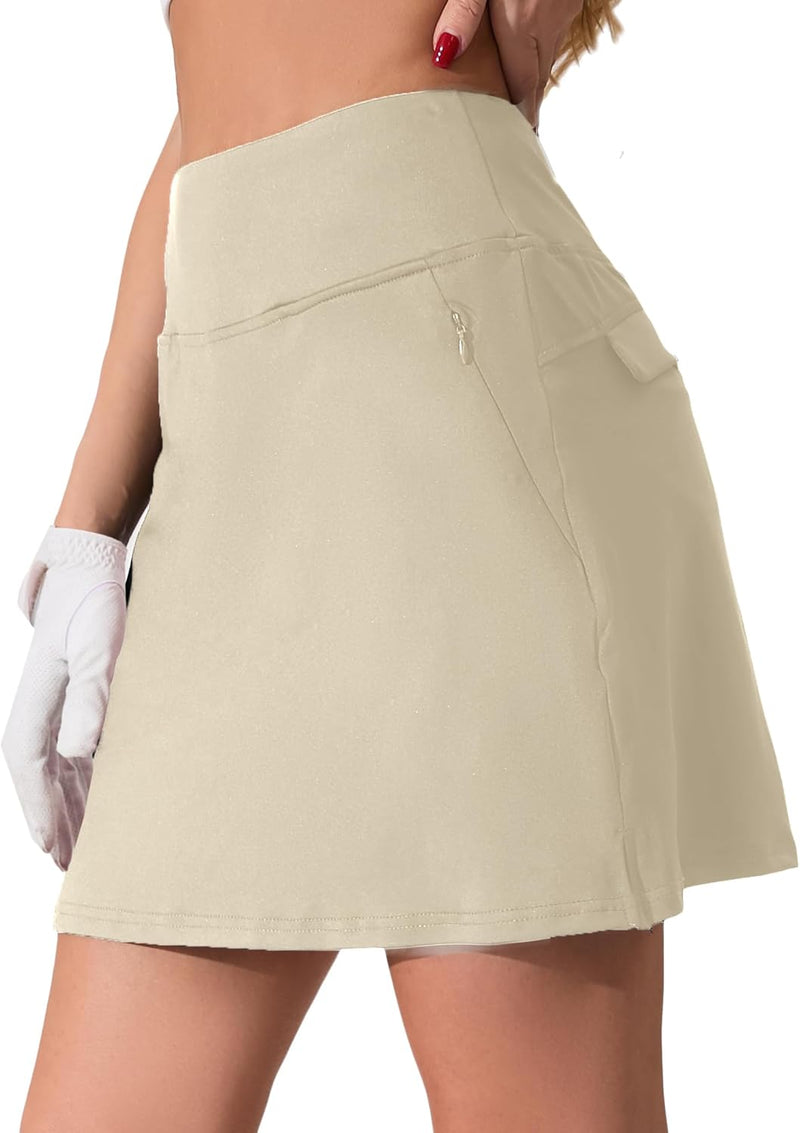 Timuspo Rock Damen Sommer Tennisröcke mit Hose Drunter Hohe Taille Activewear Skort Sportrock Golfro