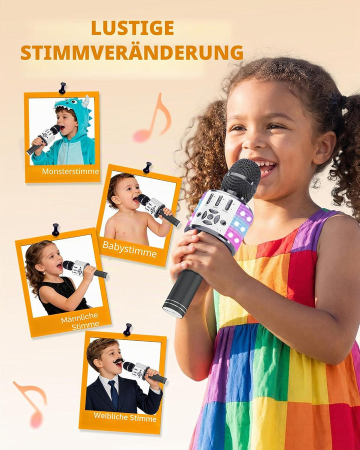 Karaoke Mikrofon mit Echo Effekt, BONAOK Mikro Kinder Karaoke, Home KTV Sing Microphone mit LED Lich