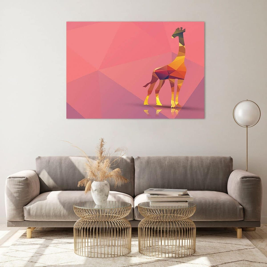 ARTTOR Bilder auf Glas 100x70cm Glasbild Giraffe modern Grafik Gross Wanddeko Bild im Glas Schlafzim