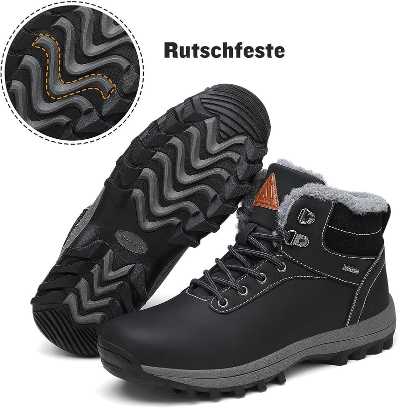 Mishansha Warme Gefüttert Winterschuhe Herren Damen Wasserabweisend Winterstiefel Wanderschuhe Gr.36