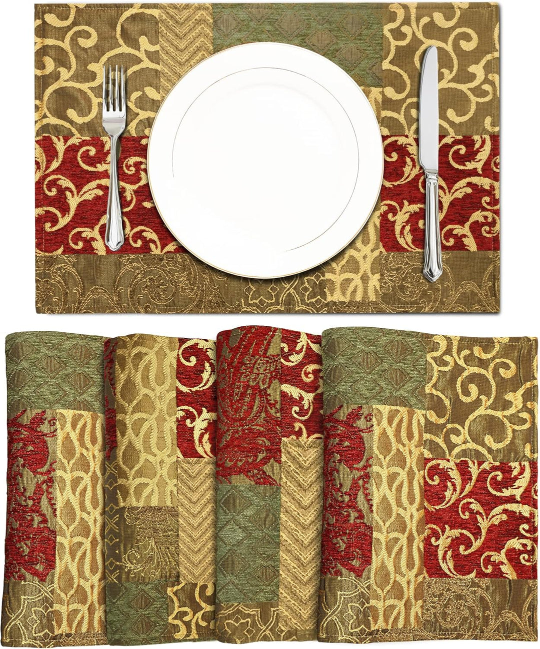 TOPLUXE Platzsets 4er Sets Jaquard Tischset Abwaschbar 30x45cm Platz-Matten für Esstisch Urlaub Part