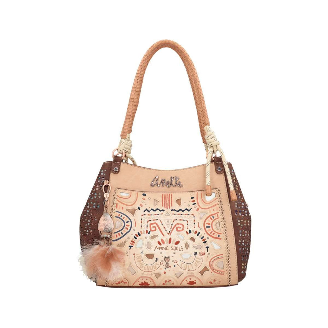 Anekke Damen Tote Tasche Geflochtene Griffe Shopper, bunt