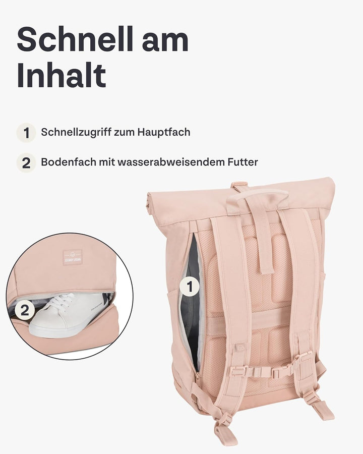 Johnny Urban Rolltop Rucksack Damen Gross Rosa - Allen Large - Laptop Backpack für Uni, Business, Fa