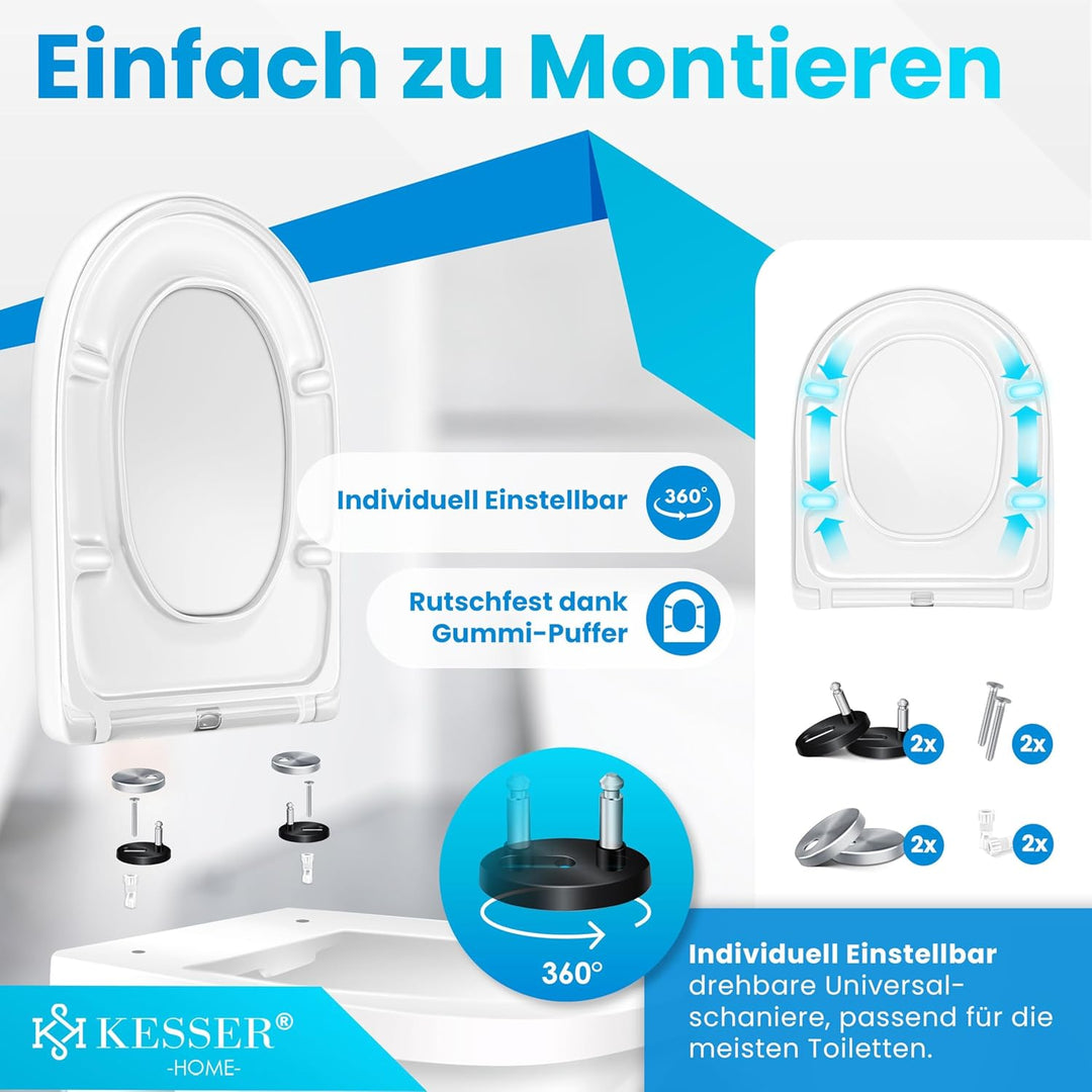KESSER® WC Sitz mit Absenkautomatik Toilettendeckel Quick-Release-Funktion und Softclose - einfache