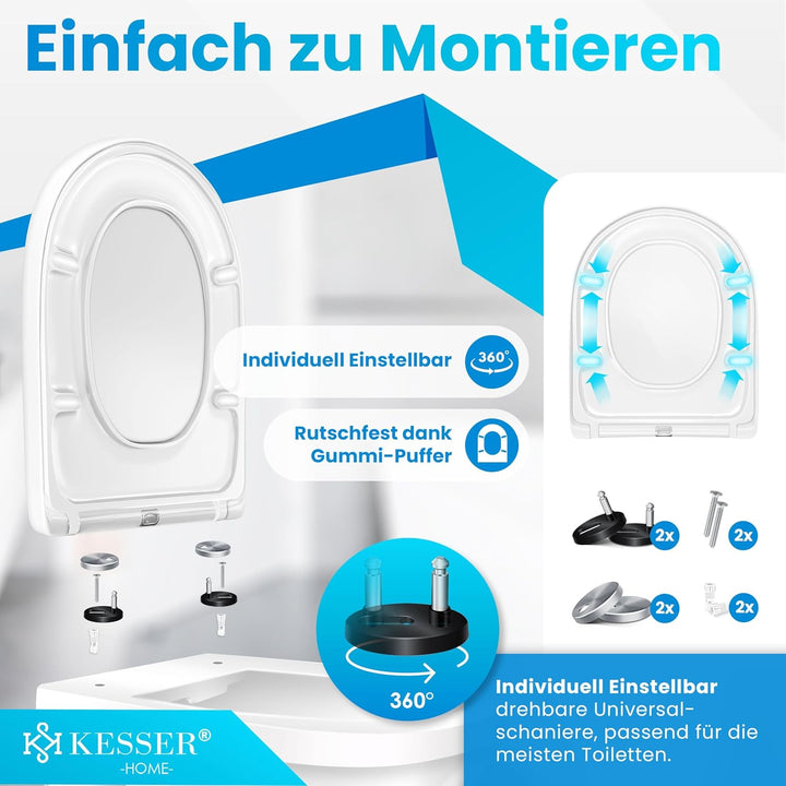 KESSER® WC Sitz mit Absenkautomatik Toilettendeckel Quick-Release-Funktion und Softclose - einfache