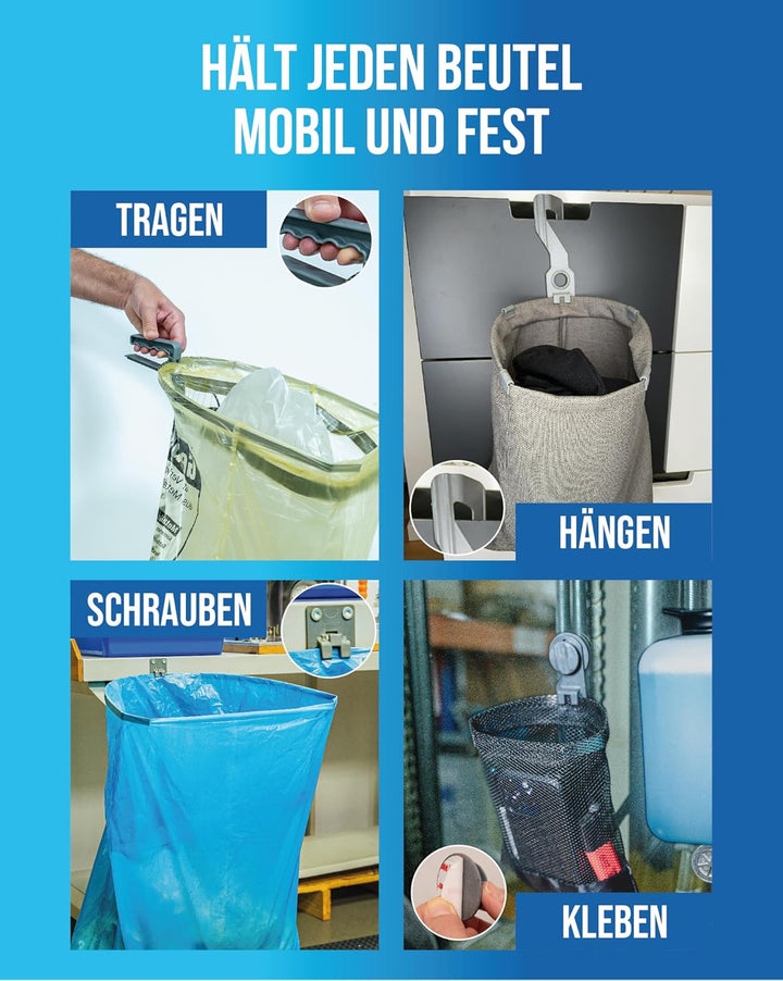System 14-teilig für Tüten und Müllsäcke bis zu 120L, Müllsackständer, gelber Sack Ständer, Mülleime
