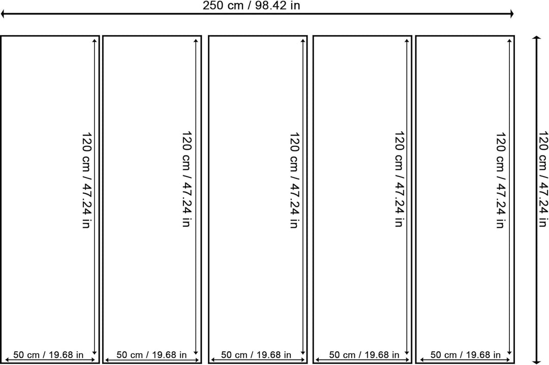 Feeby Frames, Leinwandbild, Bilder, Wand Bild - 5 Teile - Wandbilder, Kunstdruck XXL, Typ C, 250x120
