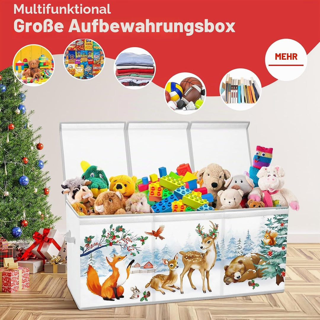 Weihnachts-Aufbewahrungsbox,Extra Gross Spielzeugkiste mit Deckel&amp;Griff,Faltbare spielzeug aufbewahr