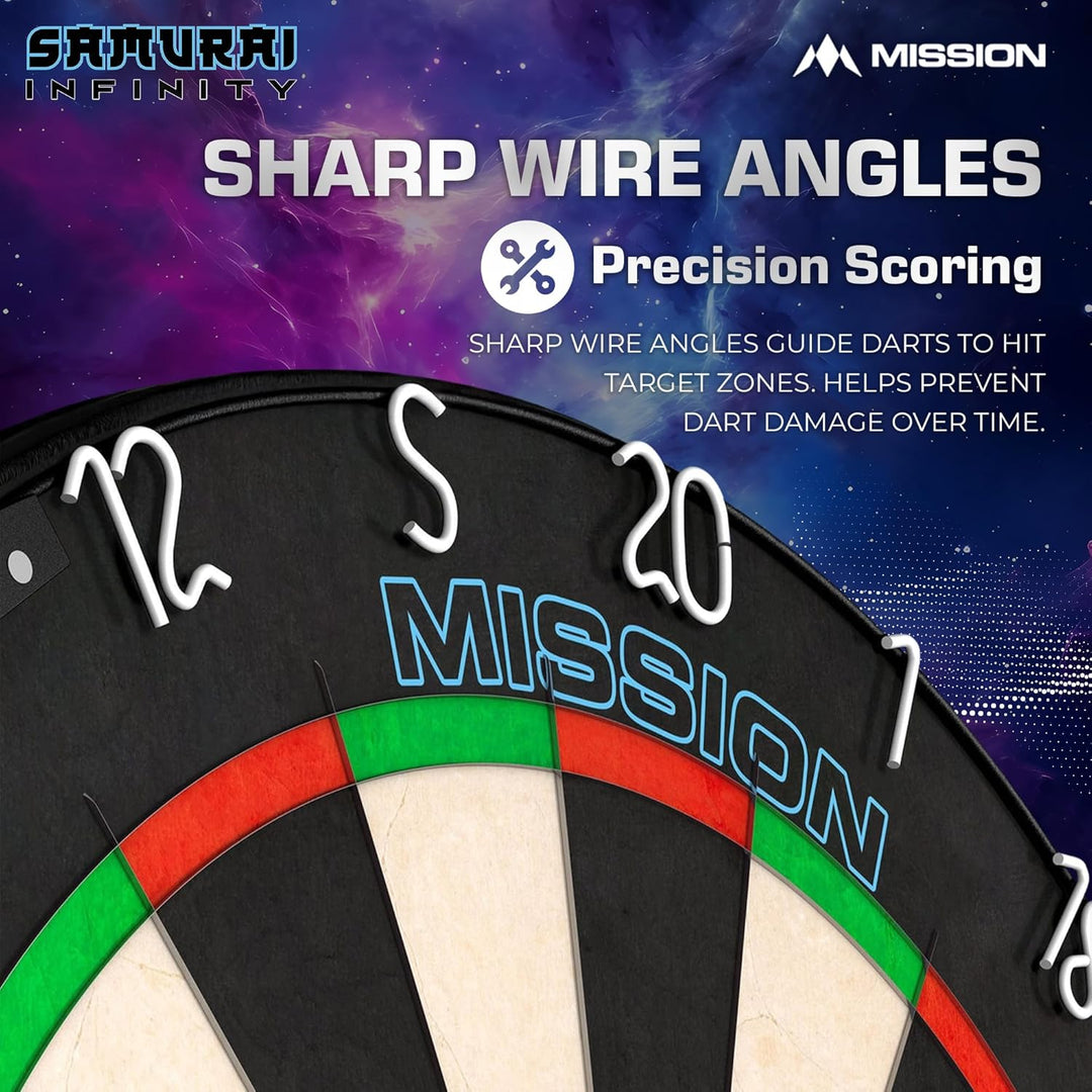 Mission Darts Samurai Infinity | Professional Competition Standard Dartboard with Ultra Thin Knife L