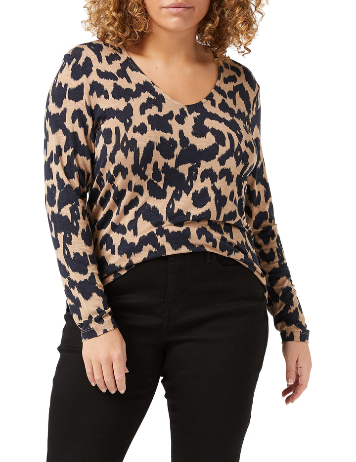 PART TWO Damen Morinepw Ts T-Shirt M Dark Navy Ikat Leo Print, M Dark Navy Ikat Leo Print