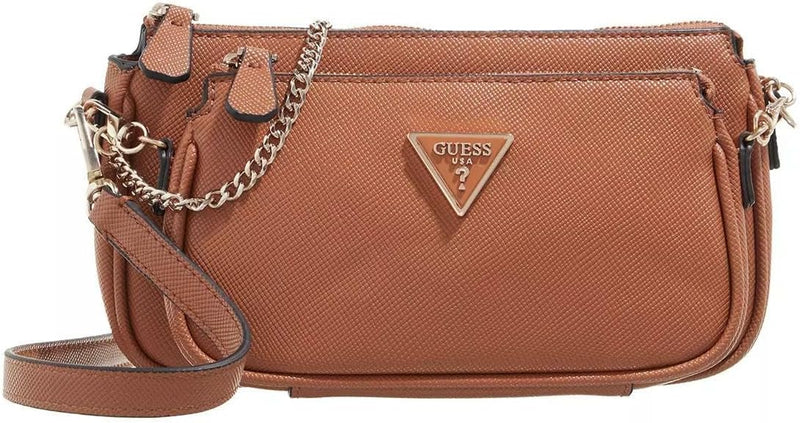 GUESS Damen Noelle Dbl Pouch Crossbody Bag Leichter Cognac, Leichter Cognac