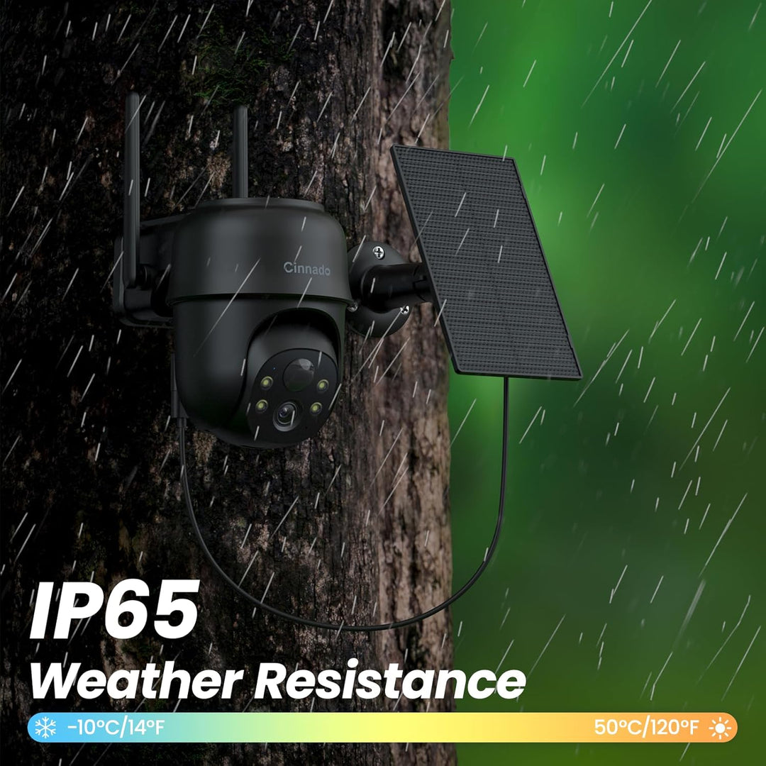 Cinnado Überwachungskamera Aussen Akku Solar - 2K Kamera Überwachung Aussen Solar, WLAN Kamera Outdo