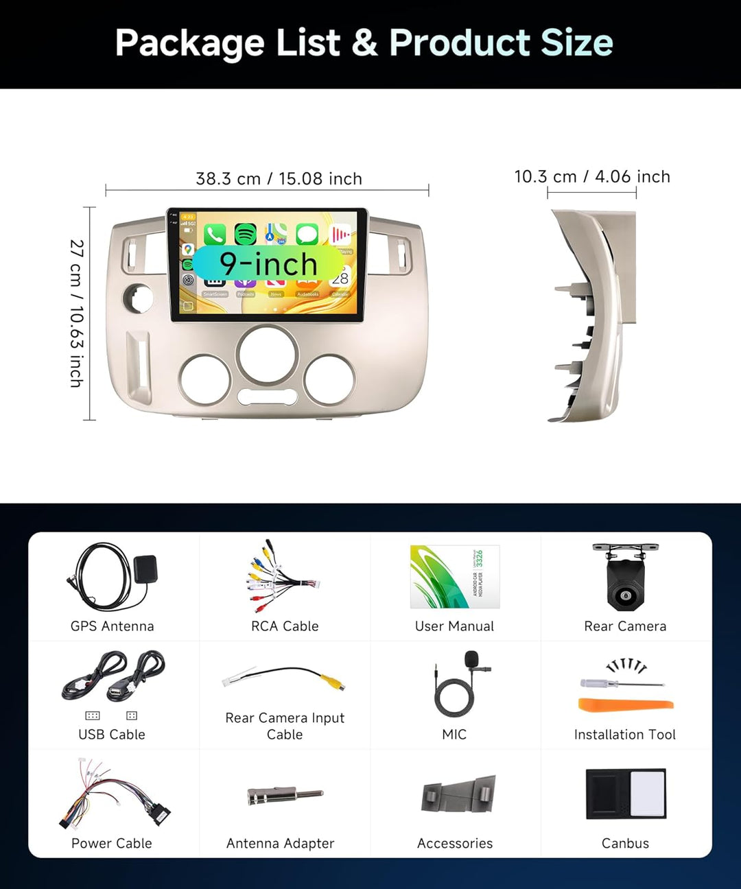 Rimoody 4G+64G Android Autoradio für Renault Scénic 2003-2009, 9 Zoll Wireless Carplay Autoradio mit