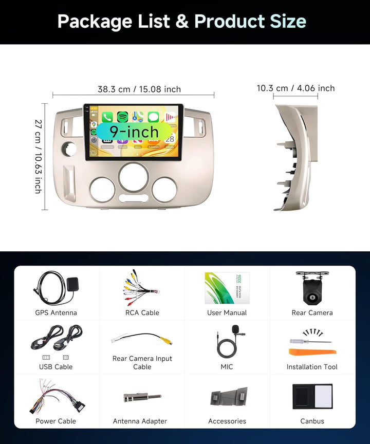 Rimoody 4G+64G Android Autoradio für Renault Scénic 2003-2009, 9 Zoll Wireless Carplay Autoradio mit