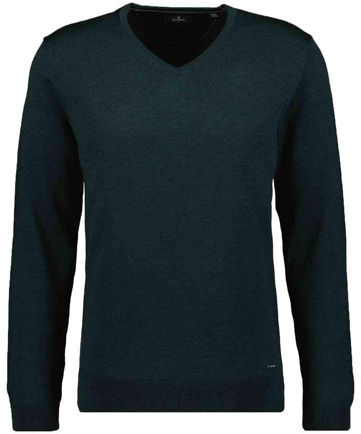 RAGMAN Herren Merino-Pullover V-Ausschnitt M Dunkelgrün-035, M Dunkelgrün-035