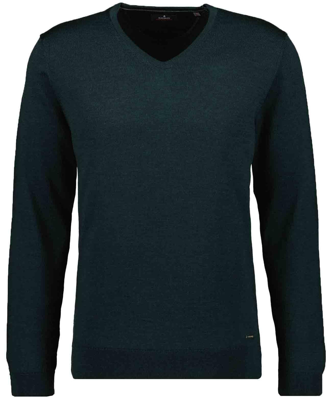 RAGMAN Herren Merino-Pullover V-Ausschnitt S Dunkelgrün-035, S Dunkelgrün-035