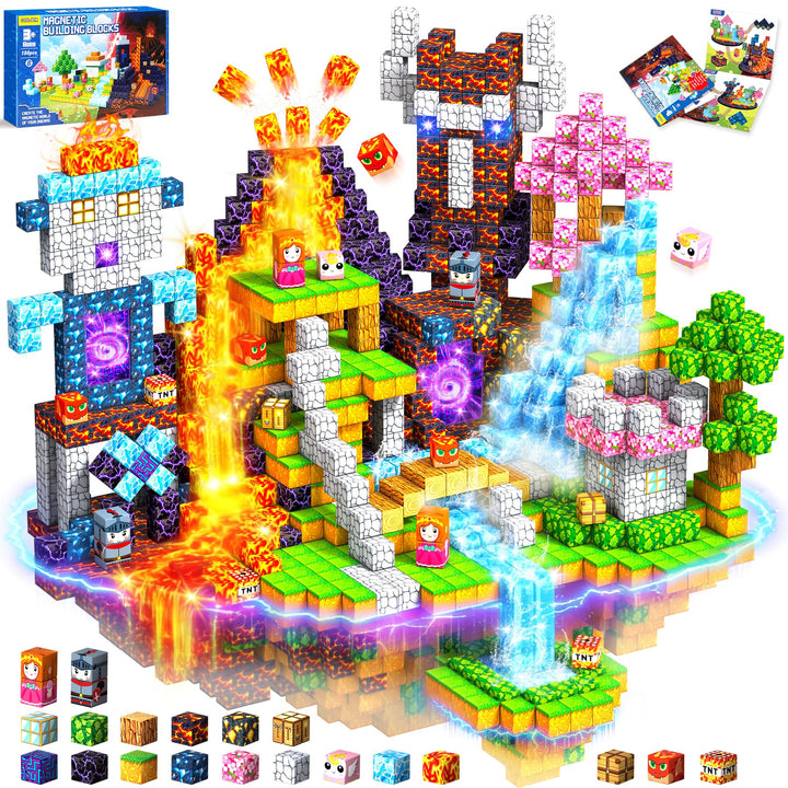 Magnetische Bausteine,150 Teile Magnetbausteine Magnetspielzeug Magneten Kinder,Magnetic Building Bl