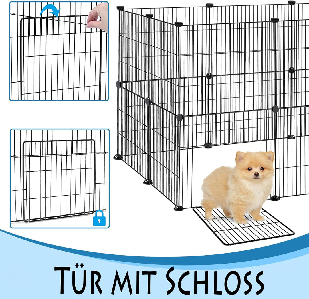 HENGMEI Freigehege Gittergehege Kaninchen Metallgitter Gehege mit Tür Meerschweinchen Käfig Kleintie
