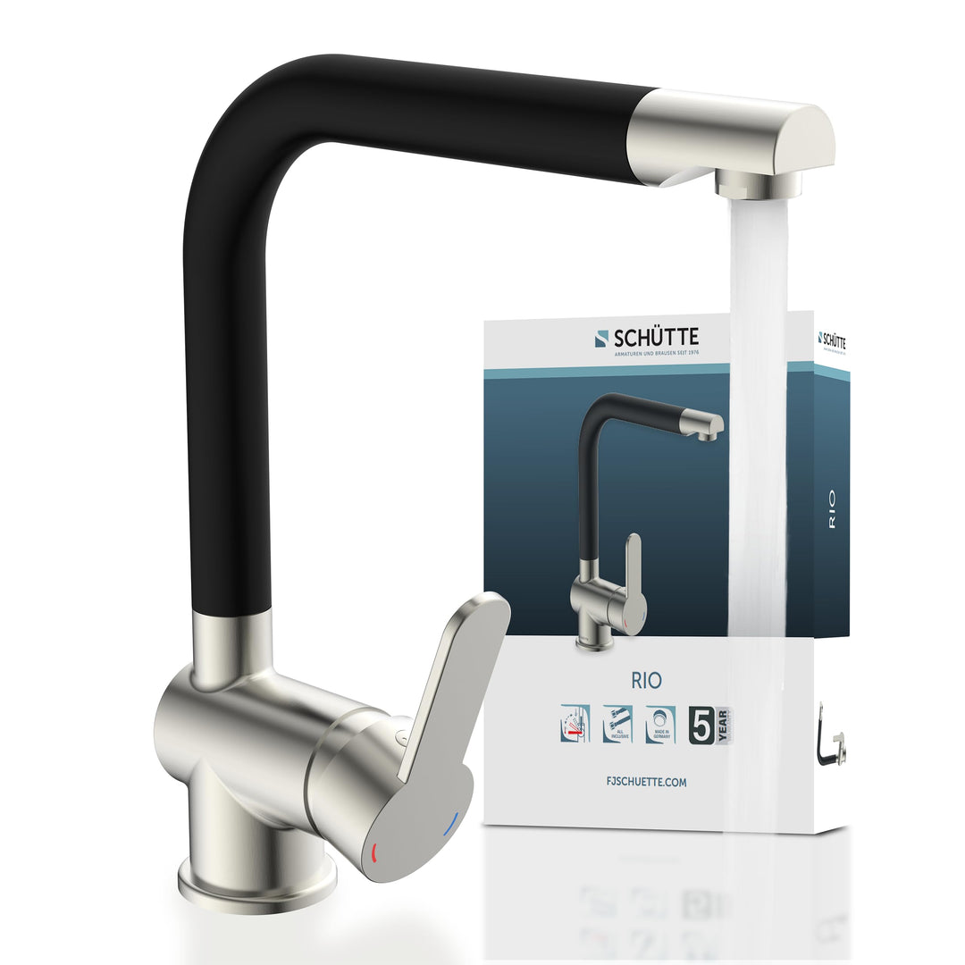 Schütte 79866 RIO Spültischarmatur, Edelstahloptik/Schwarz matt, Edelstahloptik/Schwarz Matt