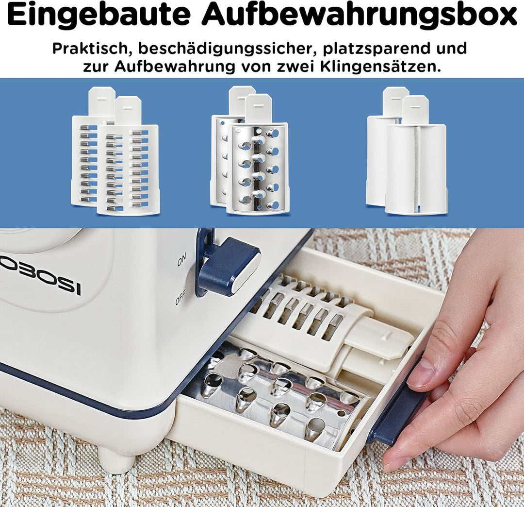 Gemüseschneider Elektrisch, AAOBOSI Elektrischer Gemüseschneider mit Aufbewahrungsbox, grossem Einfü