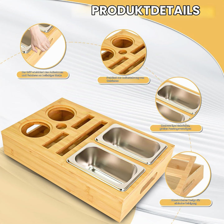 Couchbar Snackbox Grau Mit Snackschalen Aus Edelstahl Sofa Tablett Geeignet für Wohnzimmer, Sofa, Ga