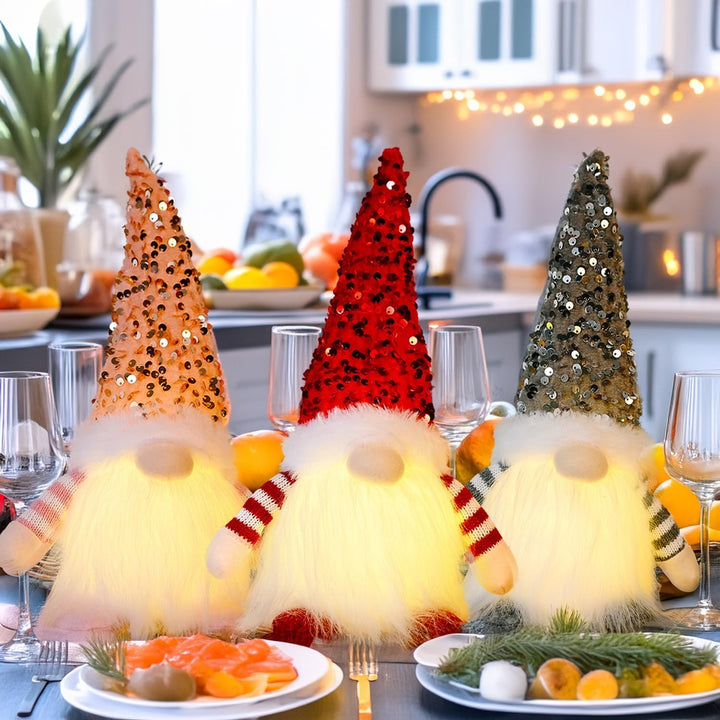 ACAREY Weihnachtsdeko 3 Stück Weihnachten Deko Wichtel mit Licht, Weihnachtswichtel Plüsch Weihnacht
