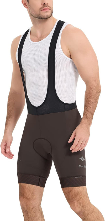 Santic Trägerhose Fahrrad Herren Fahrradhose Kurz mit Sitzpolster Radhose Herren Kurz Gepolstert M G