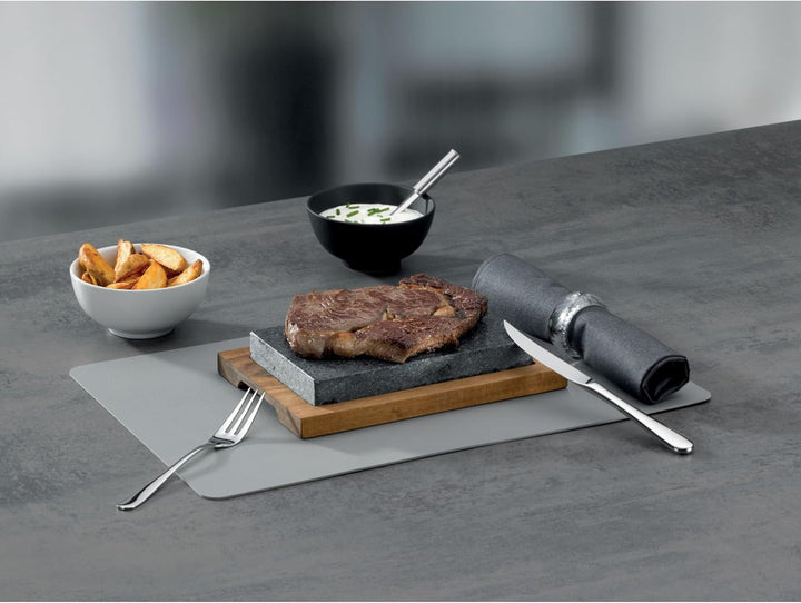 kela Country Heisser Stein mit Servierplatte, Steingrill, Lavastein Steakbrett, Hot Stone Grill, dun