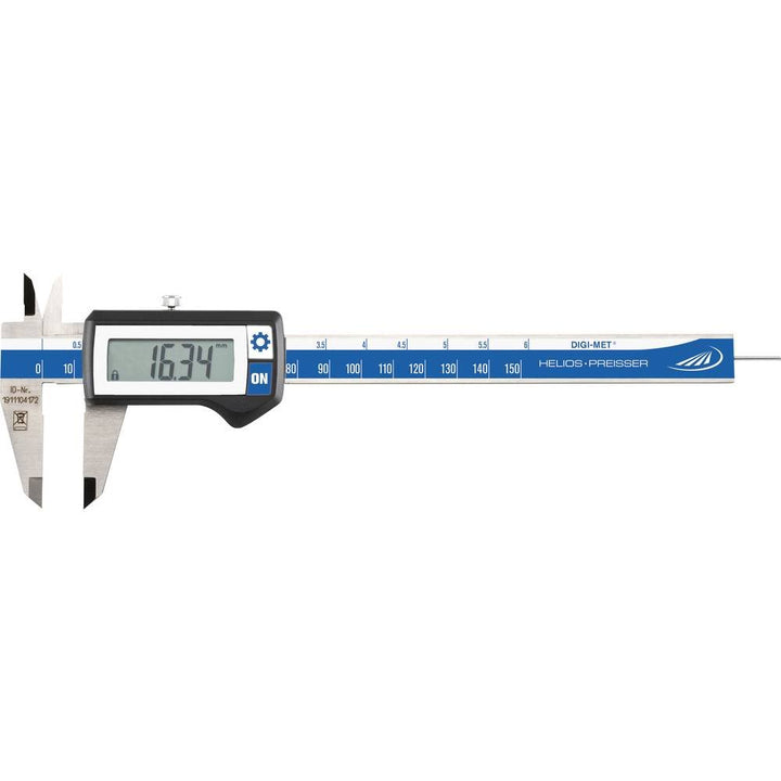 HELIOS-PREISSER Preisser Digitaler Taschenmessschieber rundes Tiefenmass 150 mm, 1320416, Blau