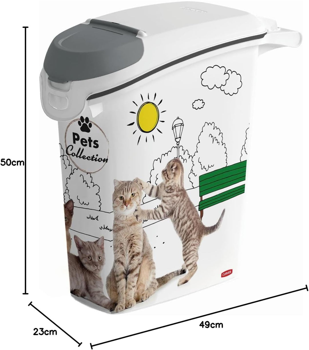 Curver PetLife Aufbewahrungsbehälter für Streu Vorratsbehälter für Katzenstreu 10 kg / 23L 23,2 x 49