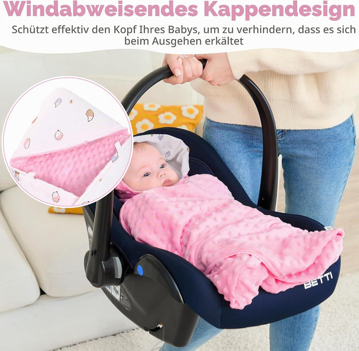 Baby Einschlagdecke 100% Baumwolle, Universal Einschlagdecke Babyschale 90 x 90cm, Herbst-Winter-Bab