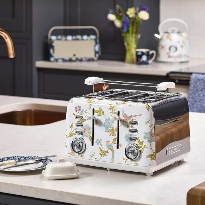 VQ Laura Ashley 4-Scheiben-Toaster mit einstellbaren Heiz-, Auftau- und Aufwärmmodi - Edelstahl Vint