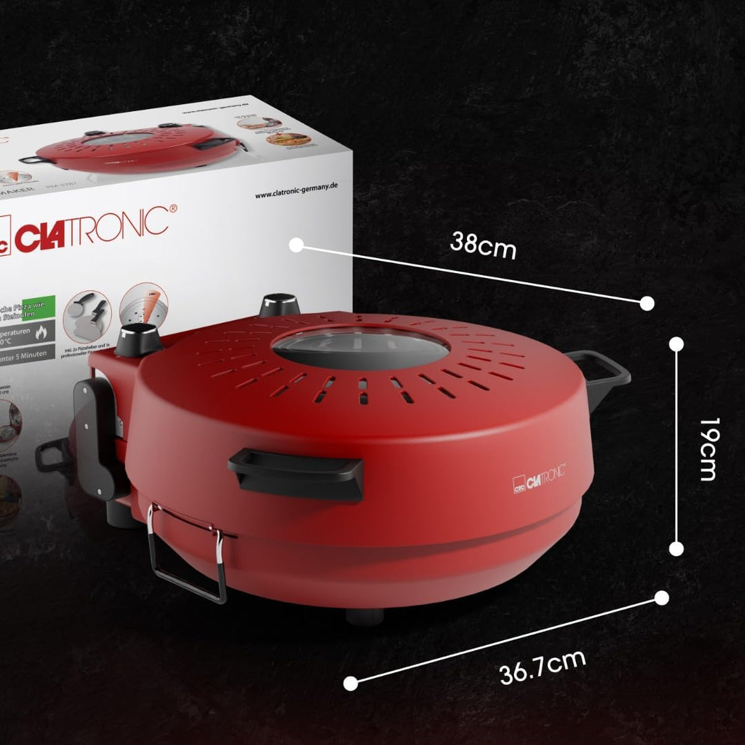 Clatronic® Pizzaofen | Pizzarette 350°C f. italienische Steinofen Pizza zu Hause | Pizzaofen elektri