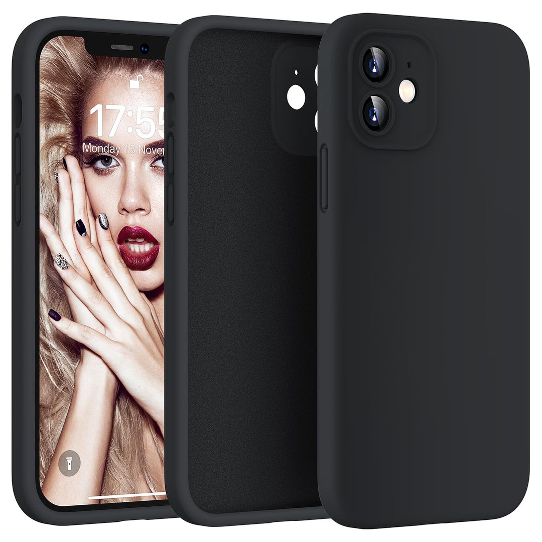 HATOSHI 3-in-1 iPhone 12 Hülle mit 2 Stück Schutzglas, Flüssig Silikon Anti-Rutsch Kratzfestes Stoss