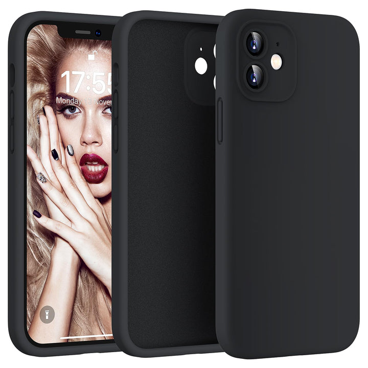 HATOSHI 3-in-1 iPhone 12 Hülle mit 2 Stück Schutzglas, Flüssig Silikon Anti-Rutsch Kratzfestes Stoss