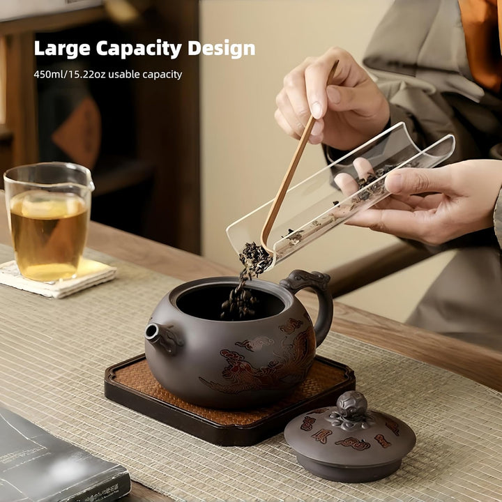Yixing Zisha Teekanne Set 450ML, Chinesische Farbwechselnde Teekannen Ton mit Geschenkbox, Gross Kun