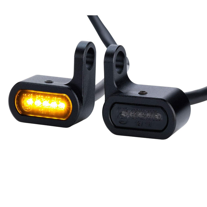 Germany Motorsports LED Motorrad Mini Blinker für Armatur Gabel Fender Custom Chopper Cruiser schwar