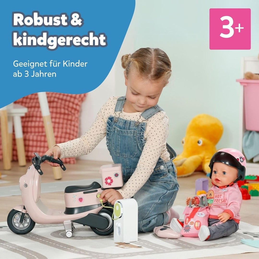 BABY born E-Scooter, Ferngesteuerter Roller mit Ladestation zum Aufladen Spielen, für 43cm Puppen, 8
