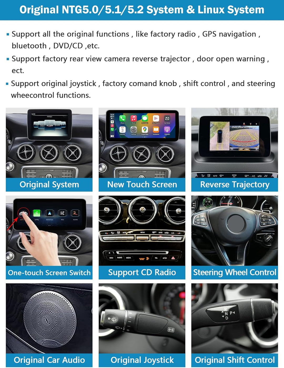 Ninetom Autoradio 12,3 Zoll Touchscreen für 2015-2018 Mercedes Benz A/C/V-Klasse GLA CLA W176 C117 X